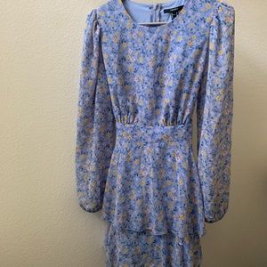 Blue long sleeve flowy summer floral dress. NEVER BEEN WORN